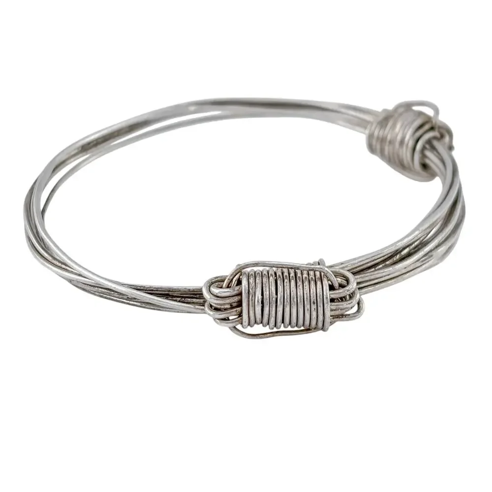 Vintage Sterling Silver 925 Multi Wire Coiled Bangle Bracelet 7